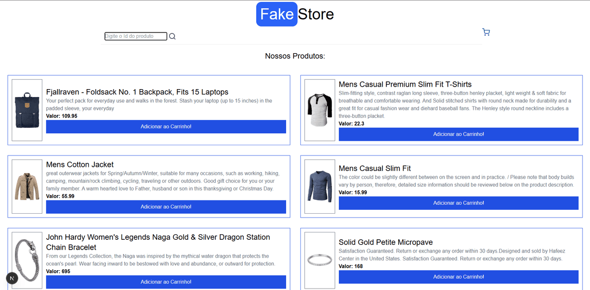 FakeStore - Projeto de Estudo